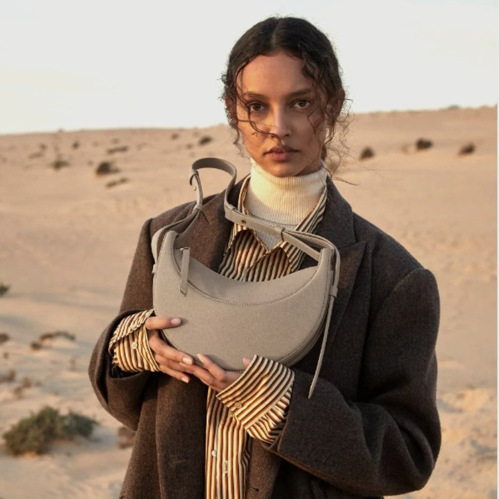 Polene Number Ten bag (dix bag) - Monochrome Taupe Textured leather